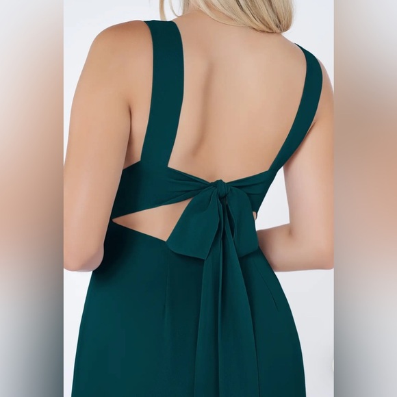 Azazie Christina Green Peacock Cocktail Maxi Dress Size A4 - Picture 3 of 5